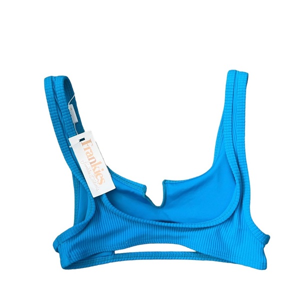 Frankie's Bikinis Cole Ribbed Scoop Bikini Top In Azuro (Blue) Size XS NWT - Picture 5 of 8